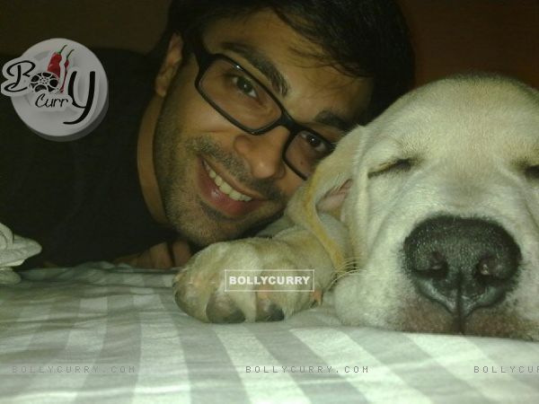 Karan Singh Grover with his pet Breezer