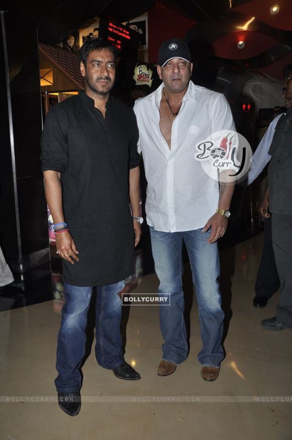 Ajay Devgan and Sanjay Dutt Amitabh Bachchan unveiled Rascals first look at PVR, Juhu.  .