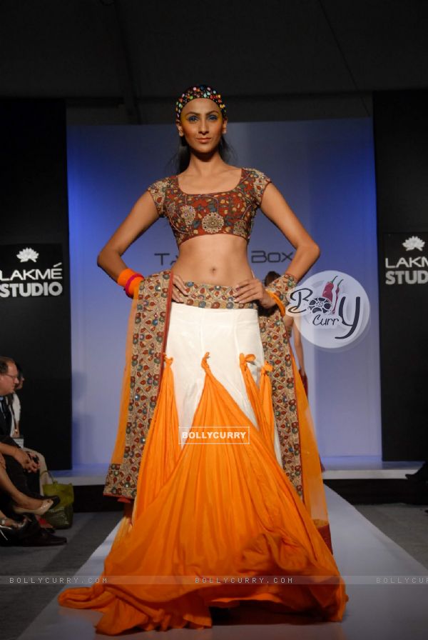 Model display the designer Nishka's collection during the first day of Lakme fashion week winter/festive 2011, in Mumbai. .