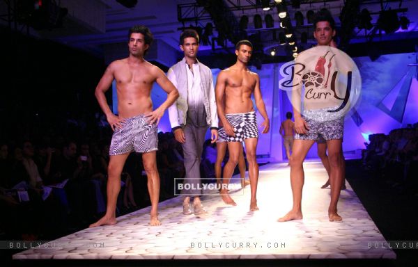Models during designers Karan Johar and Varun Bahl's show  at the Van Heusen India Mens Week,in New Delhi on Sunday. .