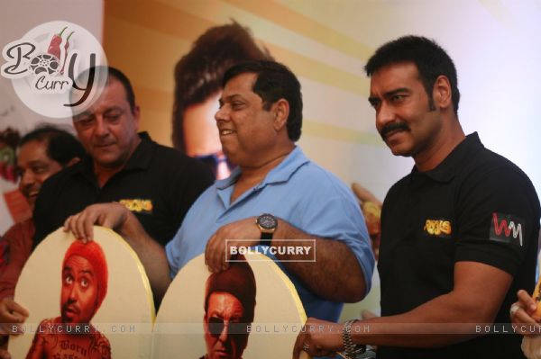 Sanjay Dutt, Ajay Devgn and David Dhawan at Film 'Rascals' music launch at Hotel Leela in Mumbai (158920)
