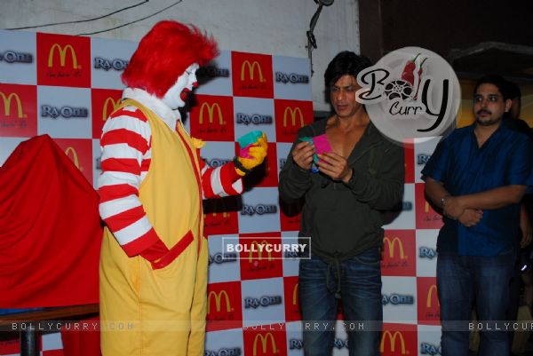 Shah Rukh Khan during the launch of McDonalds Happy Meal contest for his  film promotion 'Ra.One' in Mumbai (159688)