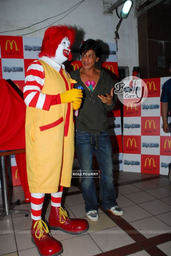 Shah Rukh Khan during the launch of McDonalds Happy Meal contest for his  film promotion 'Ra.One' in Mumbai