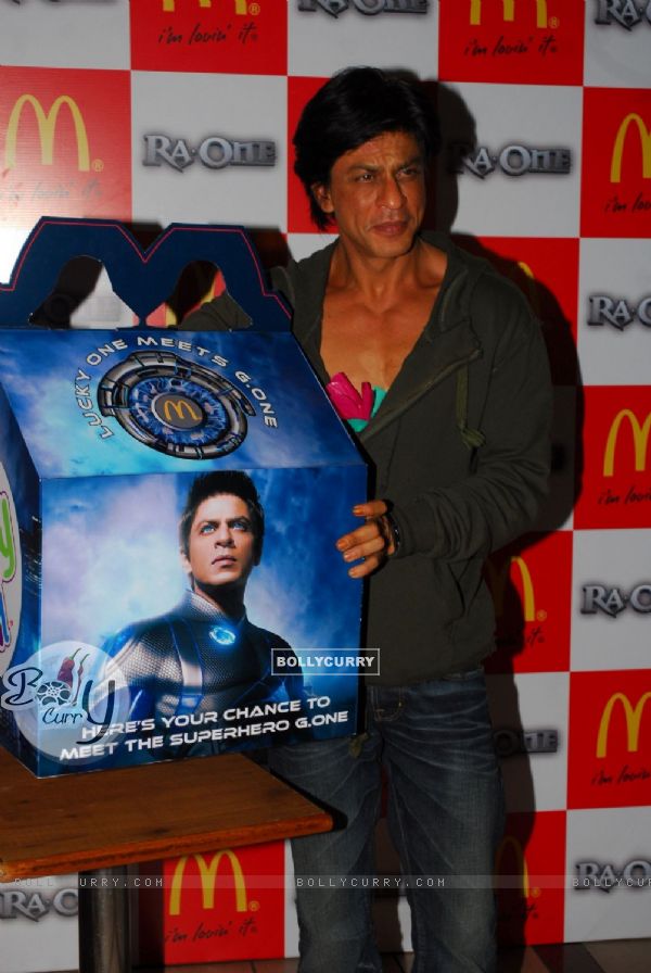 Shah Rukh Khan during the launch of McDonalds Happy Meal contest for his  film promotion 'Ra.One' in Mumbai (159693)