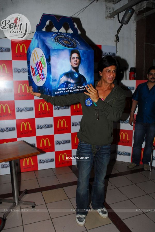 Shah Rukh Khan during the launch of McDonalds Happy Meal contest for his  film promotion 'Ra.One' in Mumbai (159694)
