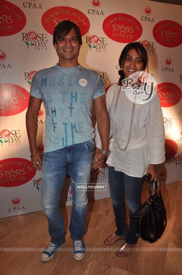 Vivek Oberoi with wife at CPAA Rose Day meet