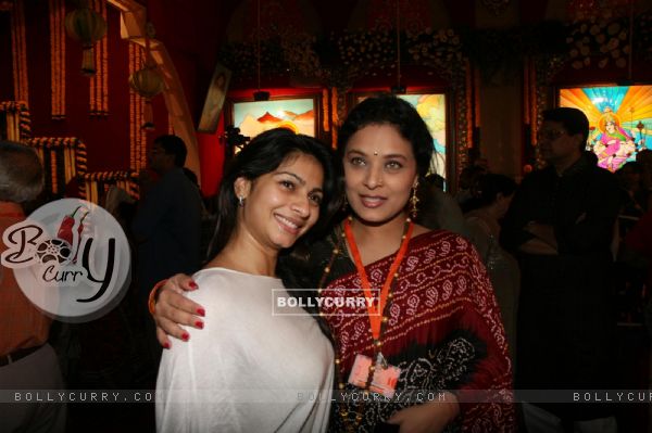 Tanisha and Sharbani Mukherjee at Sarbojanin Durga Puja Pandal in Mumbai
