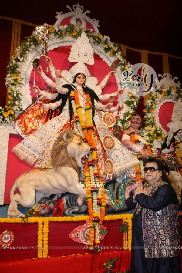 Bappi Lahiri at Sarbojanin Durga Puja Pandal in Mumbai