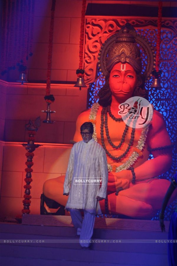 Amitabh Bachchan performs during the launch of album 'Shri Hanuman Chalisa' in Mumbai