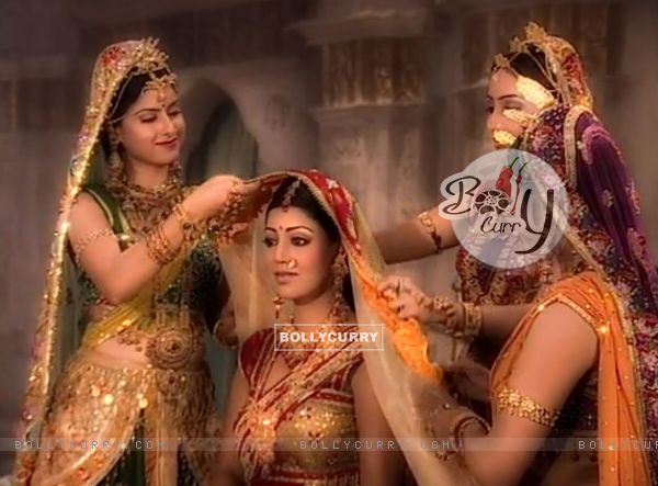 Beautiful Sitaji being adorned by her sisters Urmila, Mandavi, and Shrutakirti