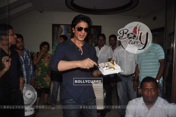 Bollywood actor Shah Rukh Khan greets fans on his 46th birthday in Mumbai Nov 2 2011. .