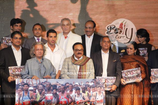 John Abraham, Rahul Bose, Dalip Tahil and Gul Panag poses during the launch of book The Possible Dream in Mumbai