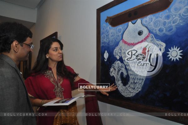 Juhi Chawla inaugurate Painting exhibhition by Bharat Tripathi at Museum Art Gallery