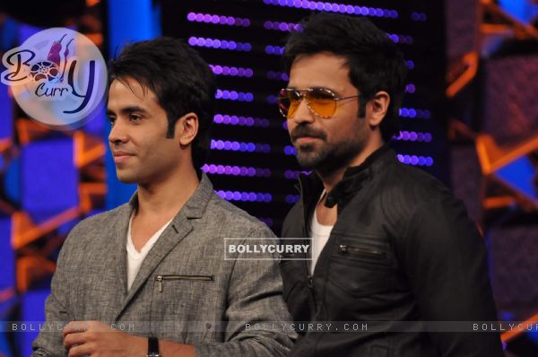 Emraan Hashmi and Tusshar Kapoor on the set of "Bigg Boss Season 5" to promote film The Dirty Pictur