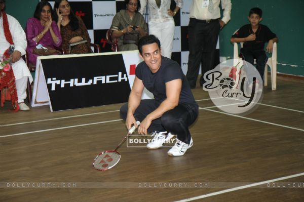 Aamir Khan play an exhibition match at launch of 'PULLELA GOPICHAND'Book in Mumbai