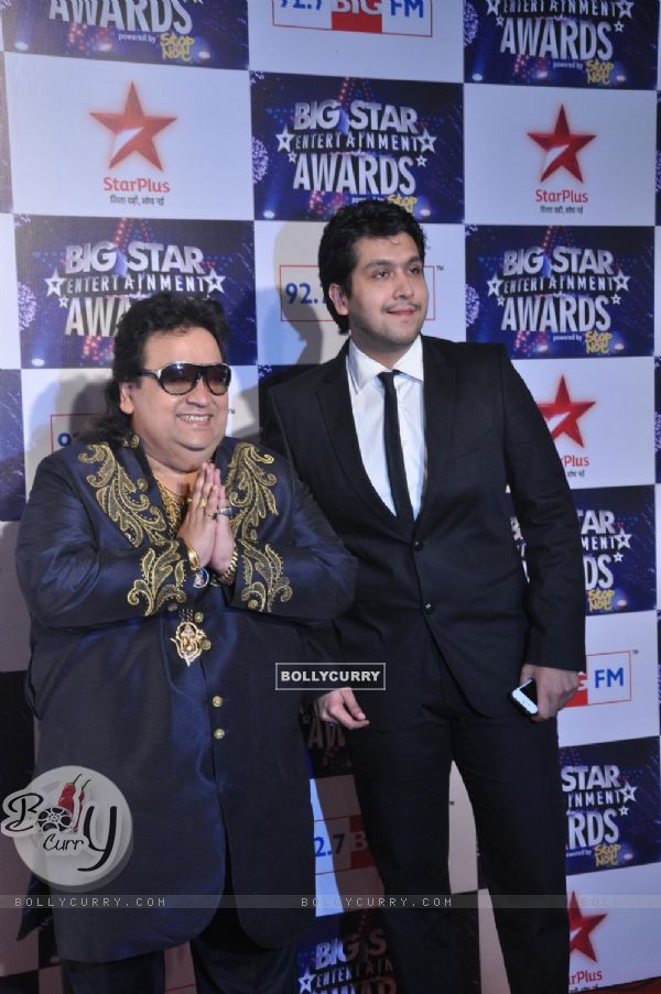 Bappi Lahiri with son Bappa at Big Star Entertainment Awards at Bhavans Ground in Andheri, Mumbai