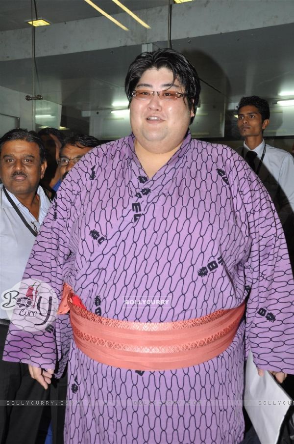 Japanese Sumo Wrestling Champion Yamamotoyama arrives from Japan at Mumbai International Airport to participate in Bigg Boss Season 5