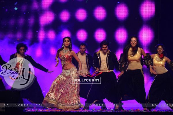 Mallika Sherawat performing at New Year's Eve event at Hotel Tulip Star in Mumbai