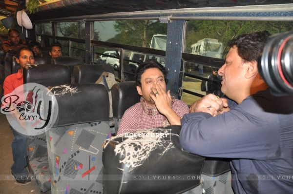 Irrfan Khan and Tigmanshu Dhulia on the set of "Pranam Walekum" in Mumbai