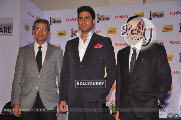 Abhishek Bachchan attends the "57th Idea Filmfare Awards 2011" press conference in Mumbai