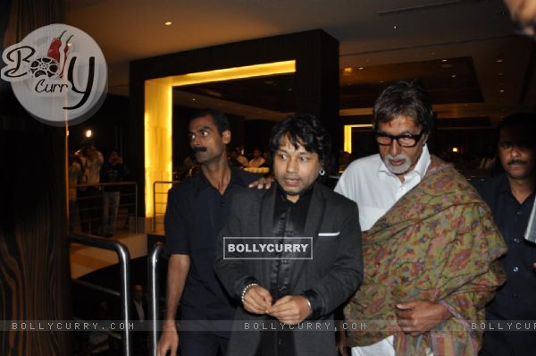 Kailash Kher with Amitabh Bachchan during the release of his new album "Kailasha Rangeele" in Mumbai