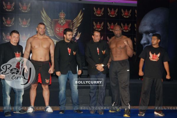 Sanjay Dutt and Raj Kundra launch Super Fight League at Novotel