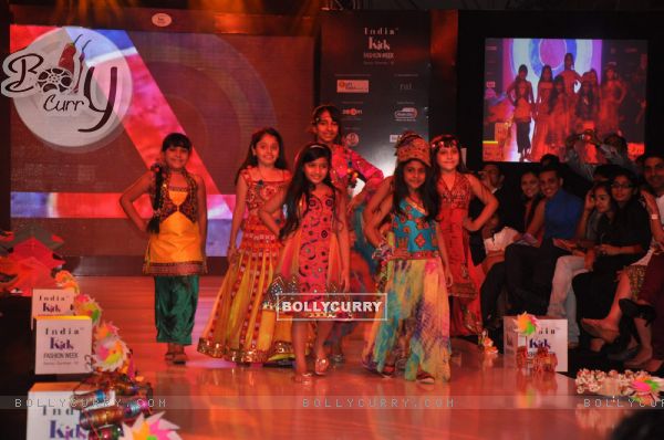 Sushmita Sen with daughters as the show stopper for Nishka Lulla on Day 3 at India Kids Fashion Show. .