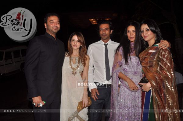 Arjun Rampal with wife, Sussanne K Roshan at Ritesh & Genelia Sangeet ceremony at Hotel TajLands End