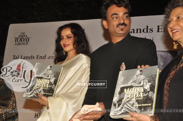 Rekha launch Designer Wendell Rodricks trendy yet traditional Goan culture  book 'Moda Goa' at Taj Lands End