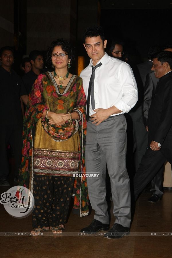 Aamir Khan with Kiran Rao grace Ritesh Deshmukh & Genelia Dsouza wedding reception in Mumbai