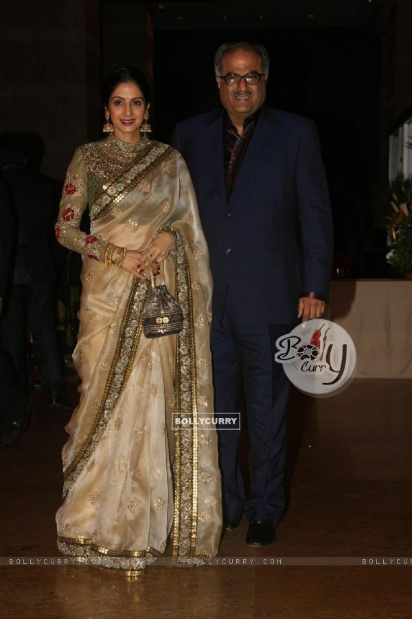 Boney Kapoor with Sridevi grace Ritesh Deshmukh & Genelia Dsouza wedding reception in Mumbai