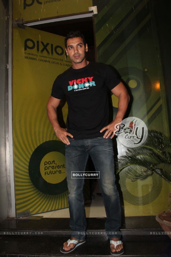 Actor John Abraham at  a special screening of the Oscar nominated best picture, Dreamworks Studios & Reliance Entertainments