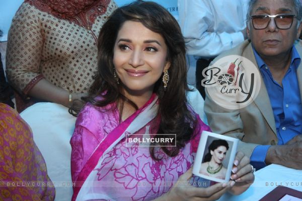 Madhuri Dixit Nene interacts with Cancer affected little patients on World Cancer Day organised by Pawan Hans at Juhu, Mumbai