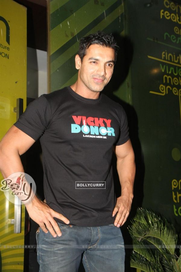 Bollywood actor John Abraham at special preview show of Oscar nominated film WAR HORSE at Pixion in Mumbai