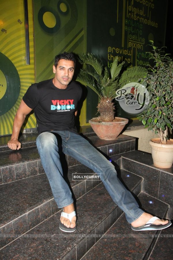 Bollywood actor John Abraham at special preview show of Oscar nominated film WAR HORSE at Pixion in Mumbai