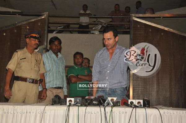 Saif Ali Khan holds a press conference on the issue of his arrest & subsequent bail in the Iqbal Sharma assault case at his house in Bandra, Mumbai