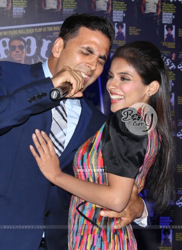 Akshay Kumar and Asin at the unveiling of cover page of latest issue of stardust magazine