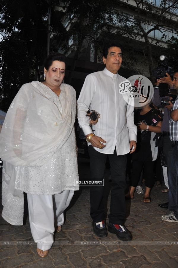 Jeetendra with Shobha Kapoor at chautha of Mona Kapoor