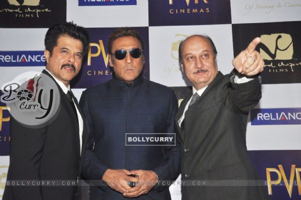 Anil Kapoor, Jackie Shroff and Anupam Kher at premiere of film Parinda at PVR