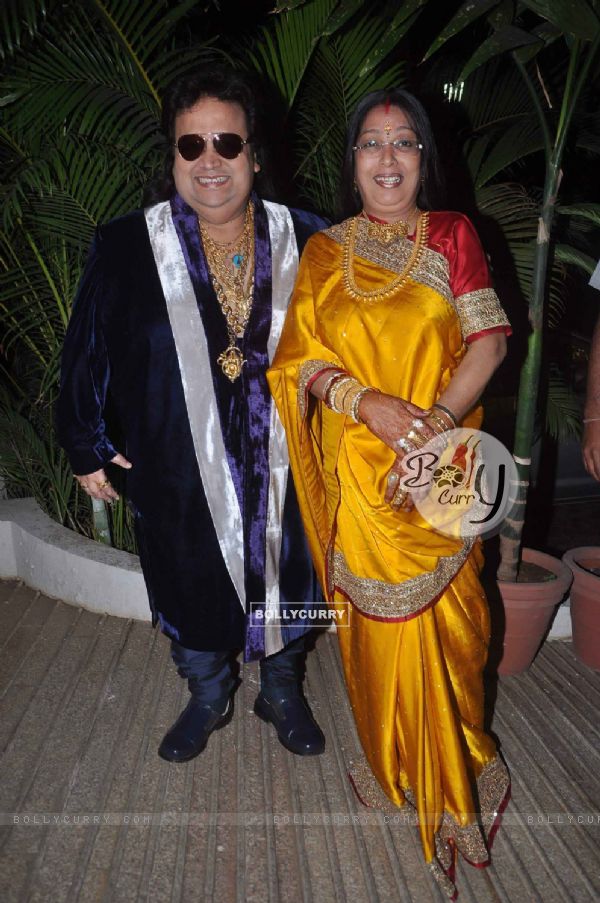 Bapi Lahiri with wife Chitrani at the sangeet ceremony of Bappa Lahiri and Taneesha Verma held last night