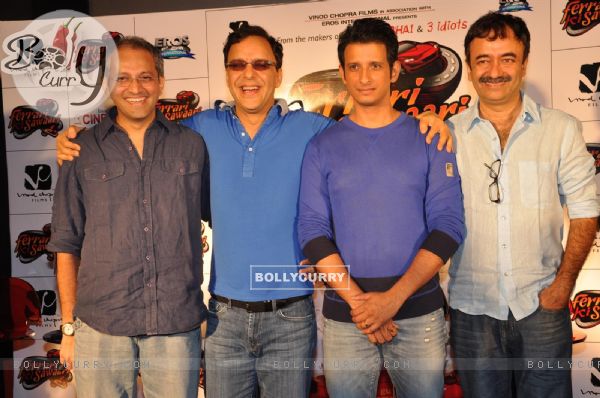 Vidhu Vinod Chopra, Sharman Joshi and Rajkumar Hirani at First Look Film 'Ferrari Ki Sawari'