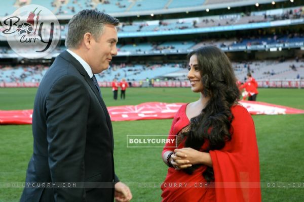 Vidya Balan with Eddie McGuire at the Melbourne Cricket Ground