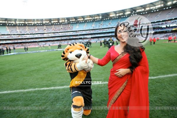 Vidya Balan handing the Match Ball to the ground at the Melbourne Cricket Ground