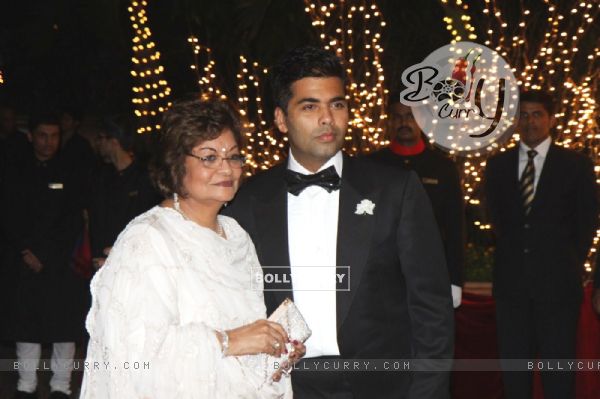 Karan Johar with mother Hiroo Johar at his 40th Birthday Party