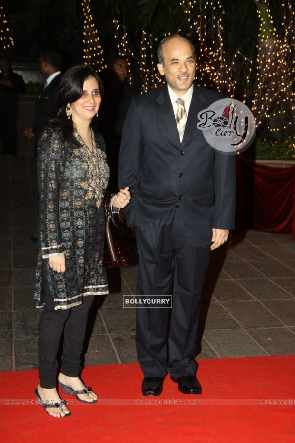 Sooraj R Barjatya with wife at Karan Johar's 40th Birthday Party