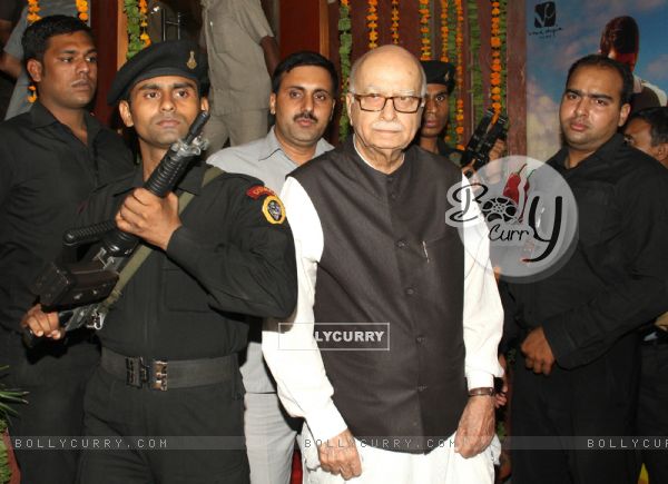 BJP Leader L.K Advani comming out after waching film 'Farrari Ki Sawaari', at a cinema theater in old Delhi, Tuesday Night (203041)