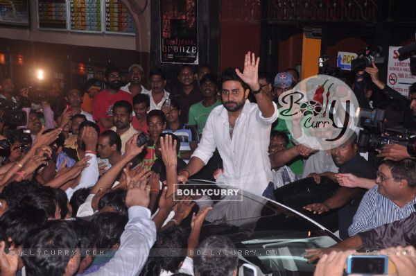 Bollywood actor Abhishek Bachchan and director Rohit Shetty at the promotional event of