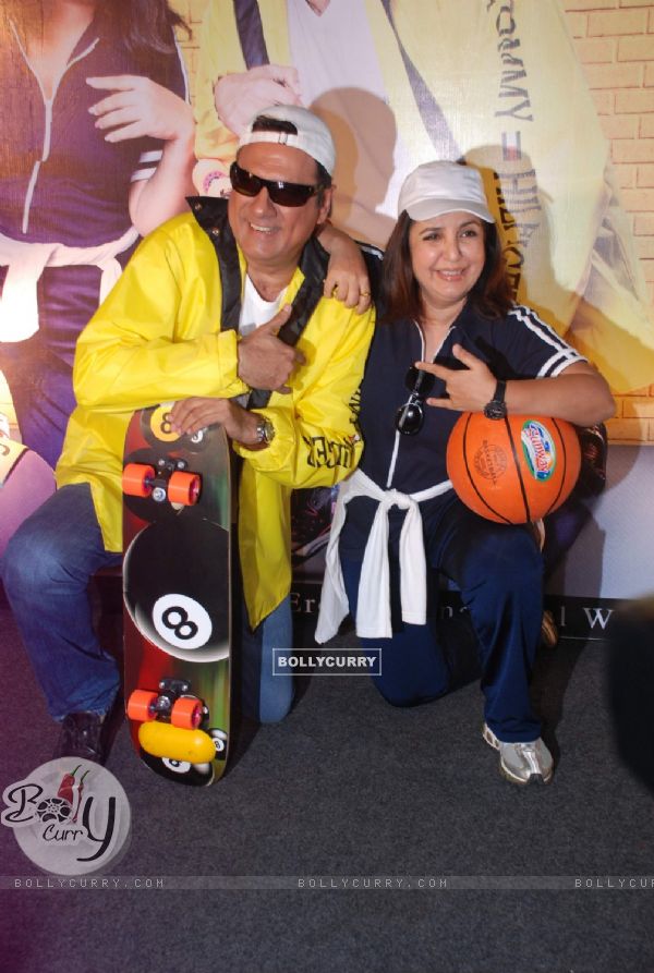 Bollywood actors Boman Irani with Farah Khan at Shirin Frahad Ki Toh Nikal Padi poster launch Gold Gym Mumbai, India. .