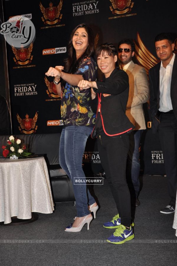 Shilpa Shetty, Raj Kundra and Mary Kom at SFL press meet