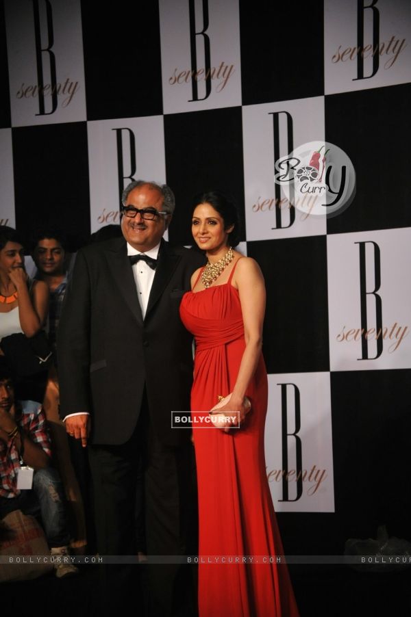 Boney Kapoor with wife Sridevi at Amitabh Bachchan's 70th Birthday Party